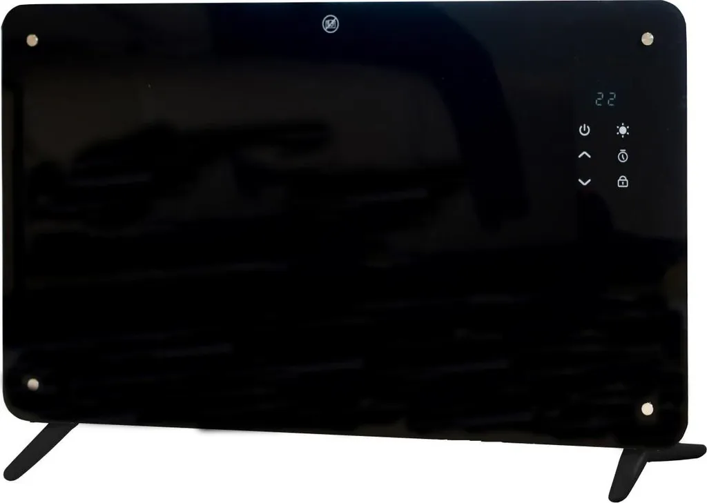 Radiateur rayonnant électrique en verre 1500W noir design moderne
