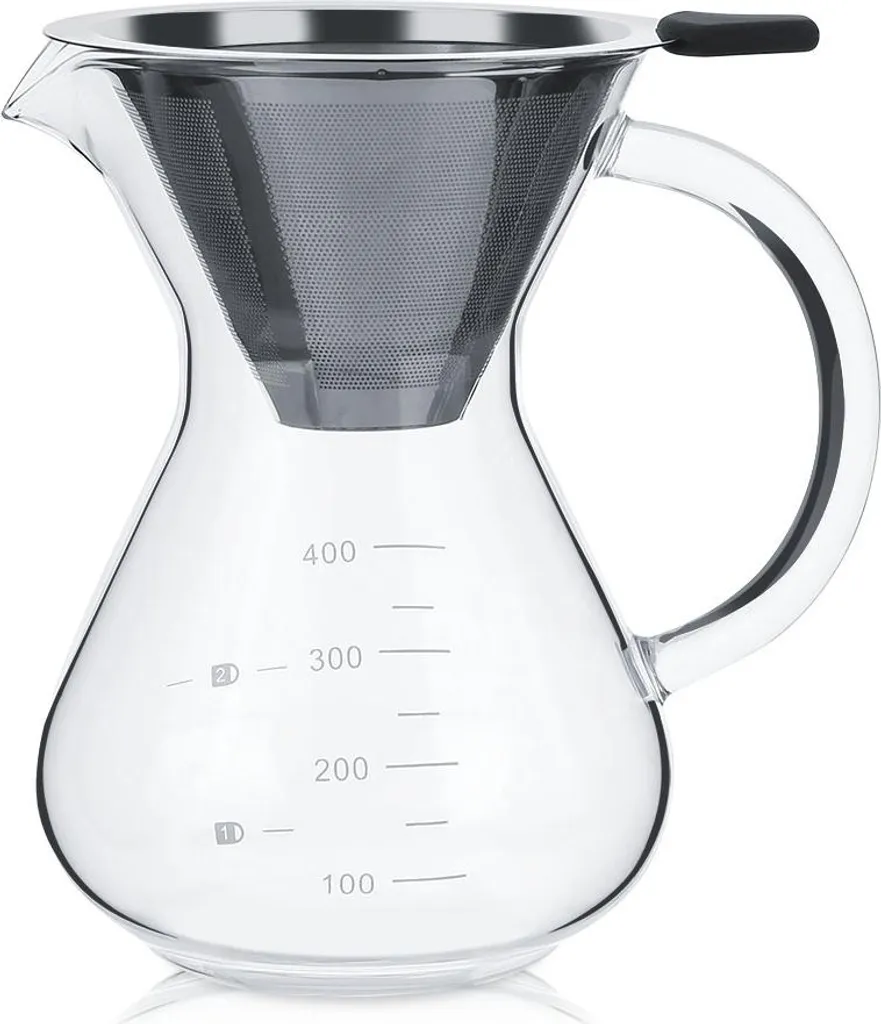 400ml Glas Hand Drip Kaffeemaschine Filterkanne mit Skala Büro Zuhause
