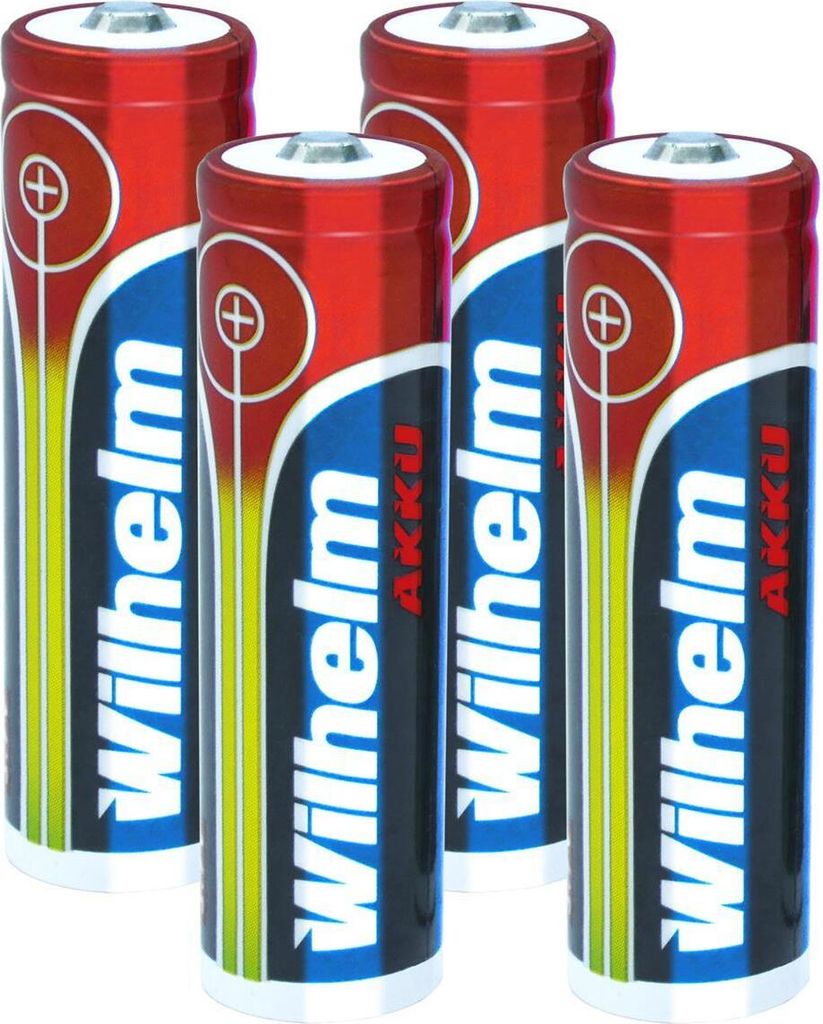4 x Lithium Ionen Akku Wilhelm 3,7 V 800 mAh Typ 14500 Li Ion AA