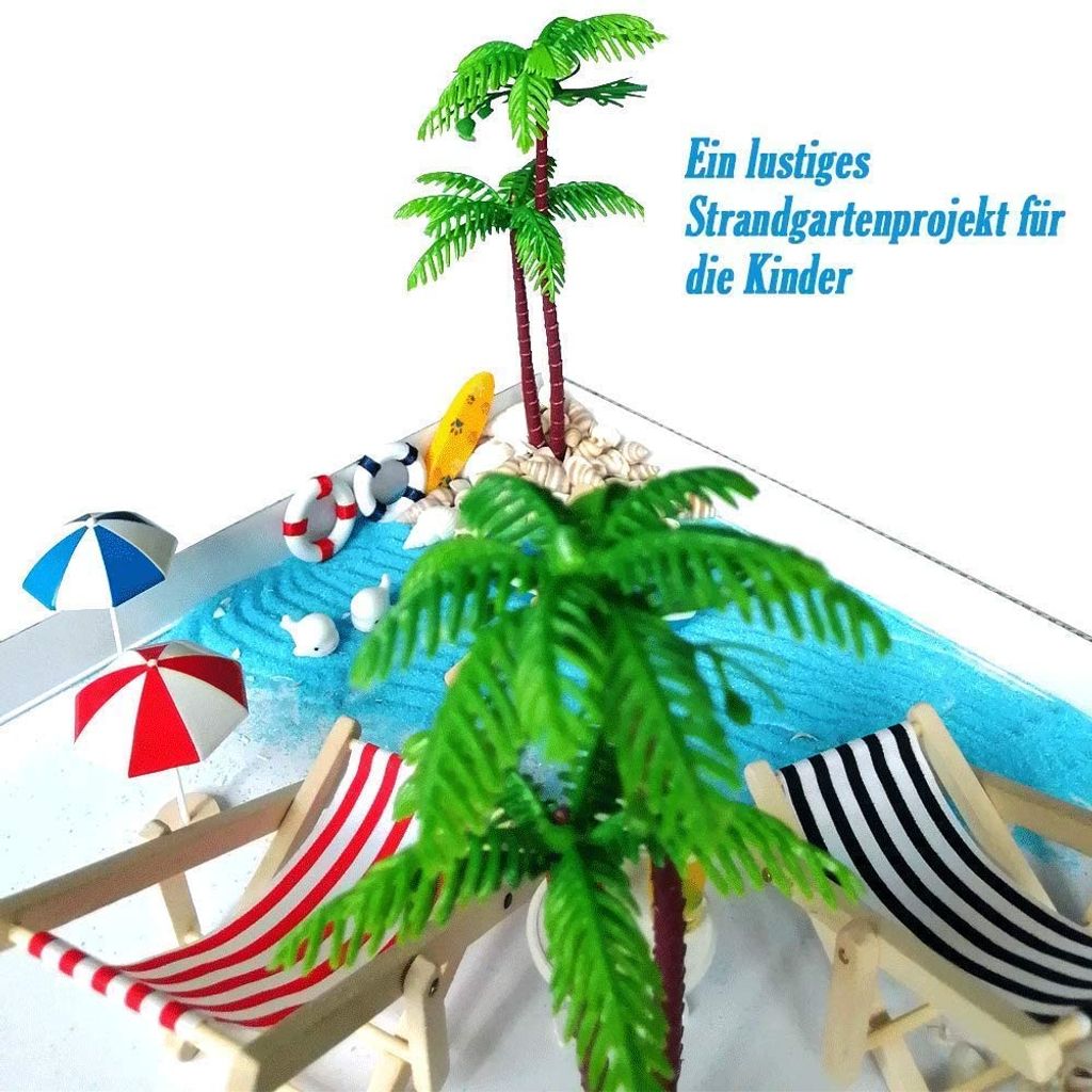 1:12 Strand-Mikrolandschaft Miniliegestuhl Strandkorb Sonnenschirm für DIY 