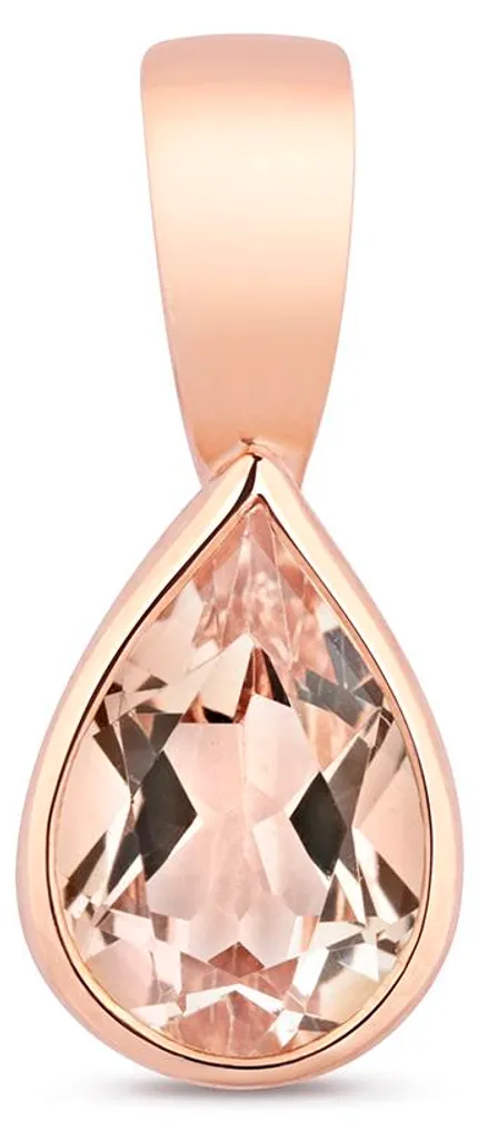 Cadeau Femme : Pendentif Or Rose et Pierre Morganite pour Anniversaire