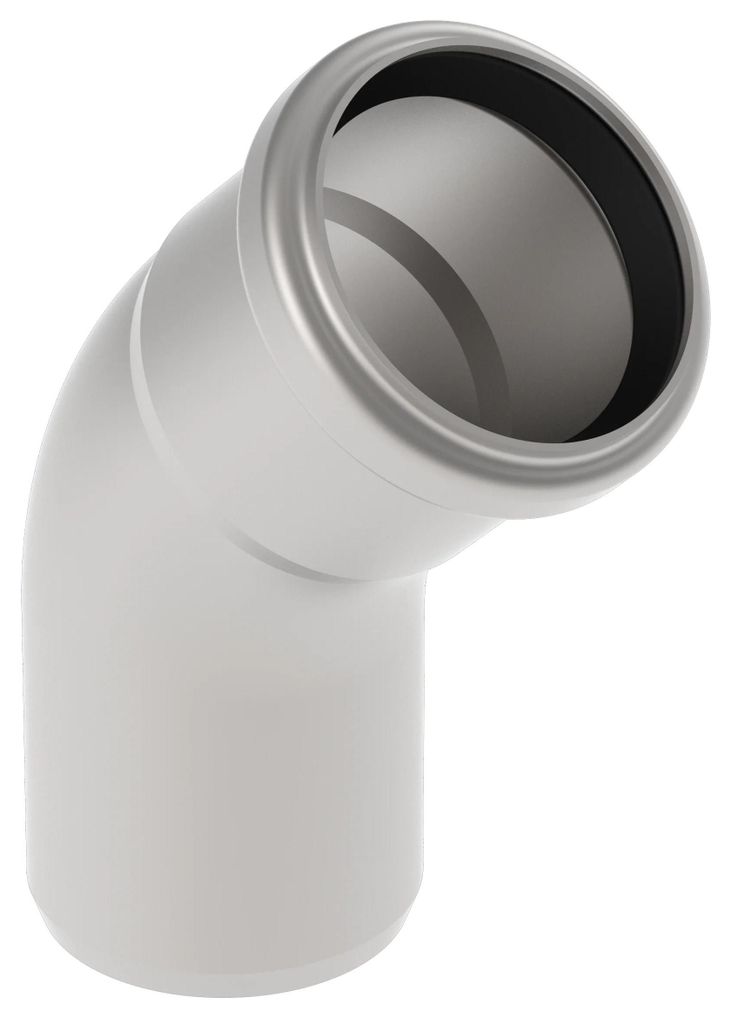 Blücher Rohrbogen 45°, EuroPipe, Edelstahl 1.4404, mit 2 Anschlüssen, 50mm, 1 Stk.