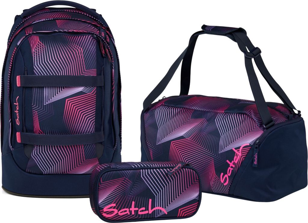 Satch Schulrucksack-Set PACK Seismic Pink 3-teilig, ab 5. Klasse