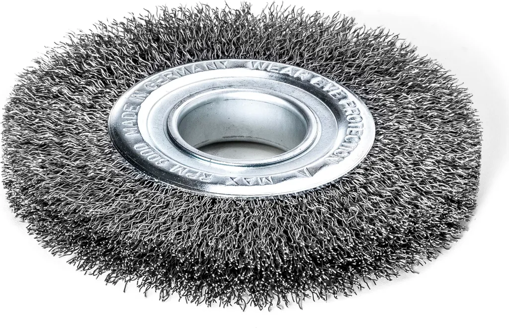 Brosse ronde Lessmann 150 mm en fil d'acier ondulé pour la rouille