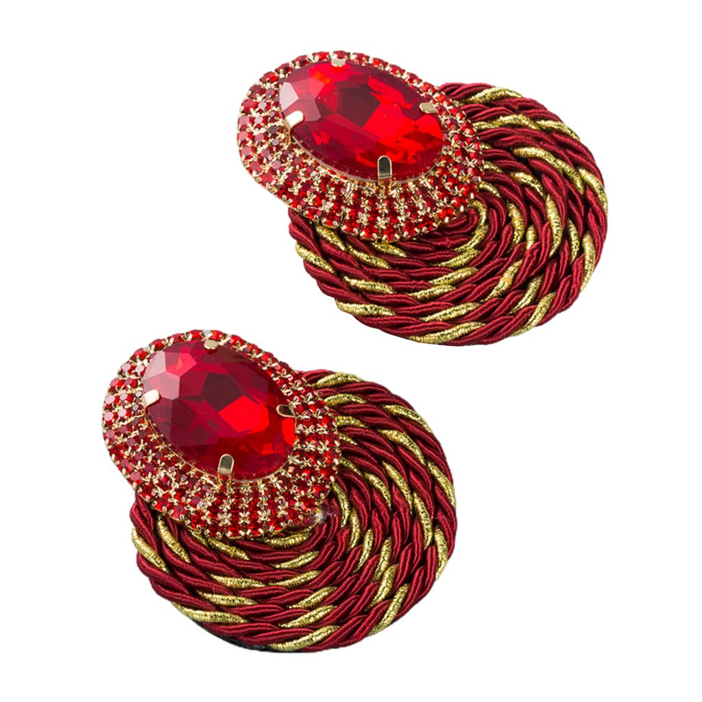 1 Paar baumelnde Ohrringe, bunt, Strass, handgestrickt, Schmuck, glänzend, geometrisch, rund, Ohrstecker für Dating-Rot