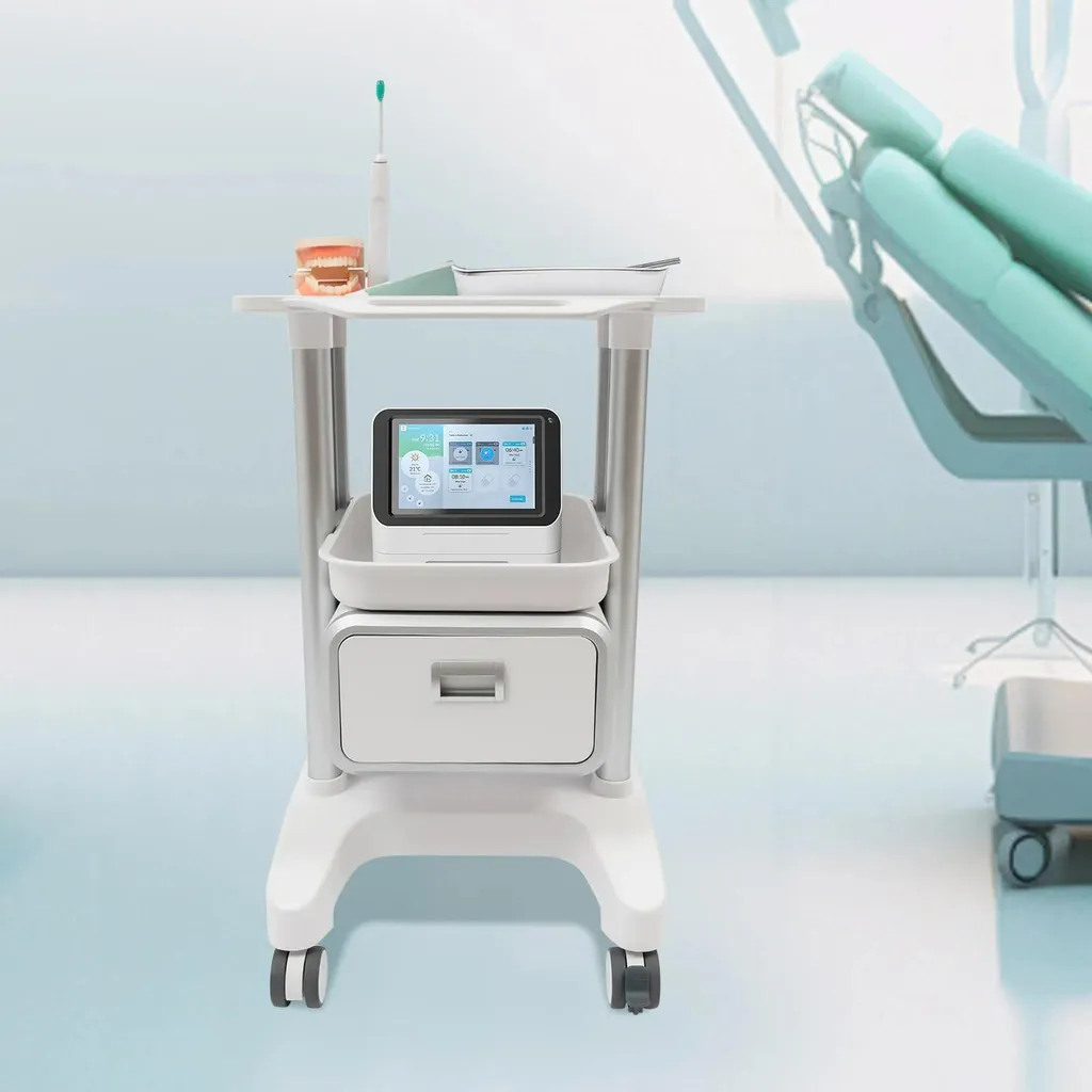 Guéridon à instruments de salon et clinique blanc avec 2 tablettes