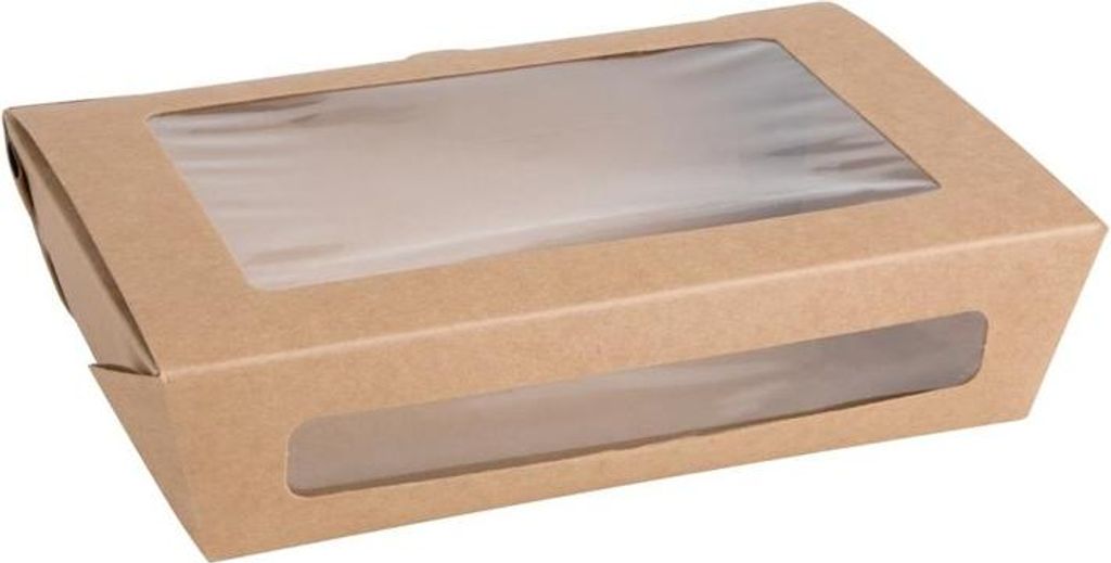 Fiesta Compostable kompostierbare Salatschüsseln mit PLA-Fenstern 1200ml (200 Stück)