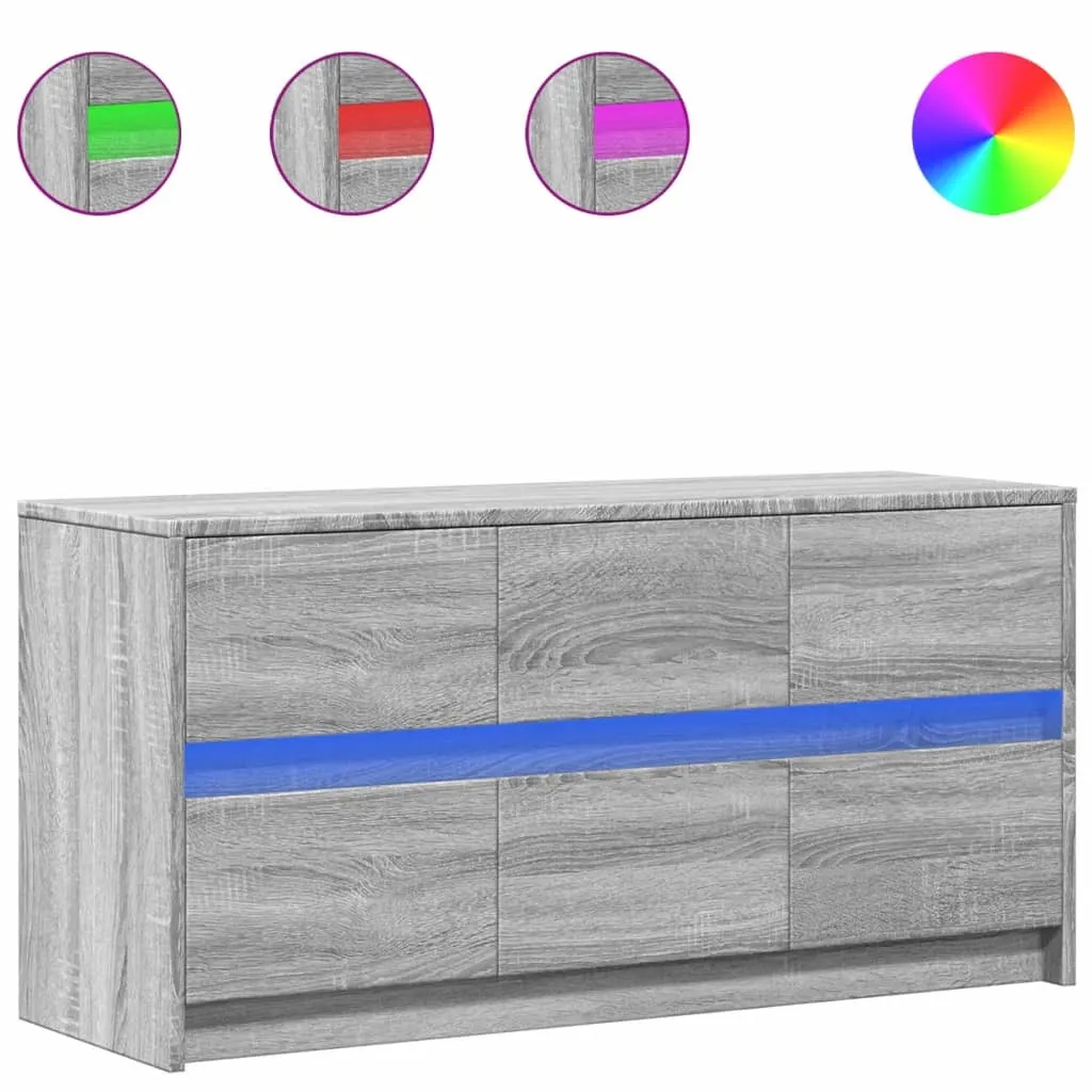 Meuble TV Gris Sonoma 100cm LED - Solution Rangement et Ambiance Zen
