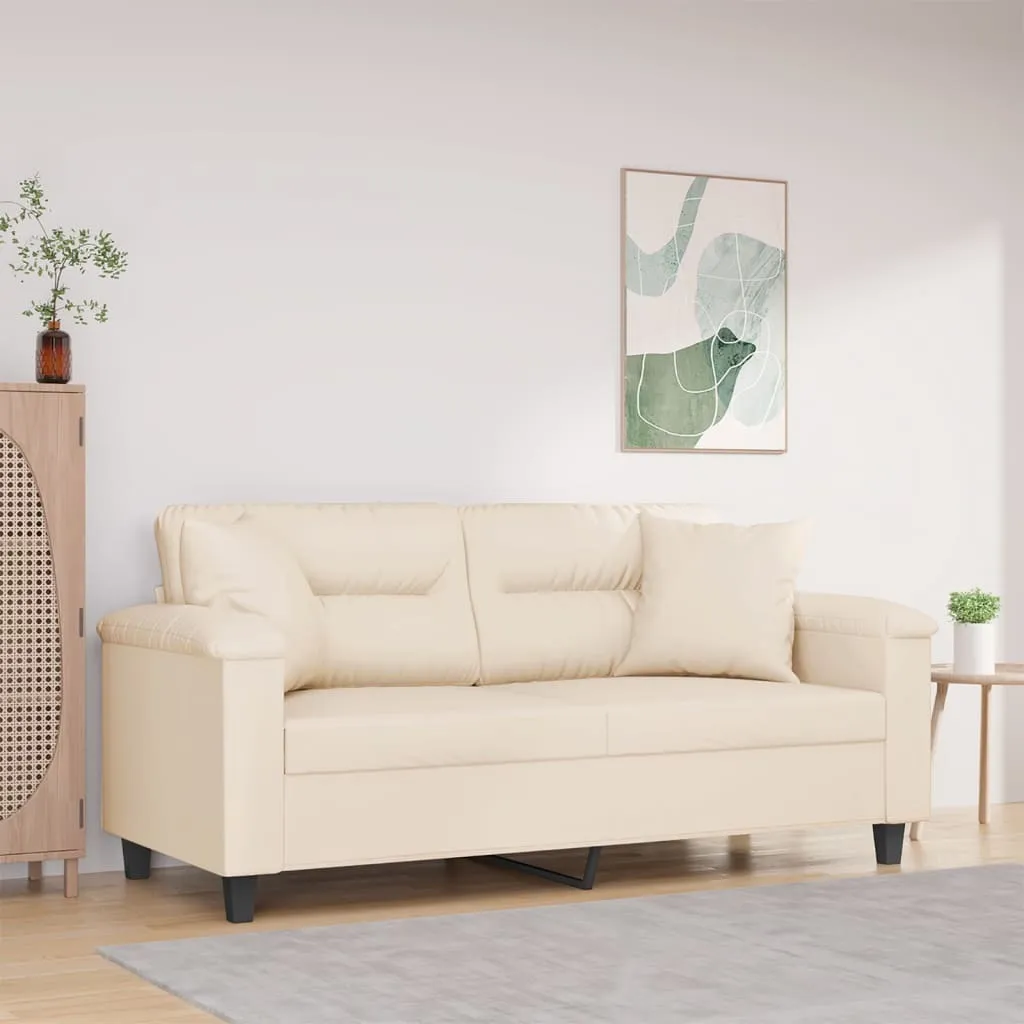 Canapé microfibre beige 140 cm - Assise confortable et oreillers doux
