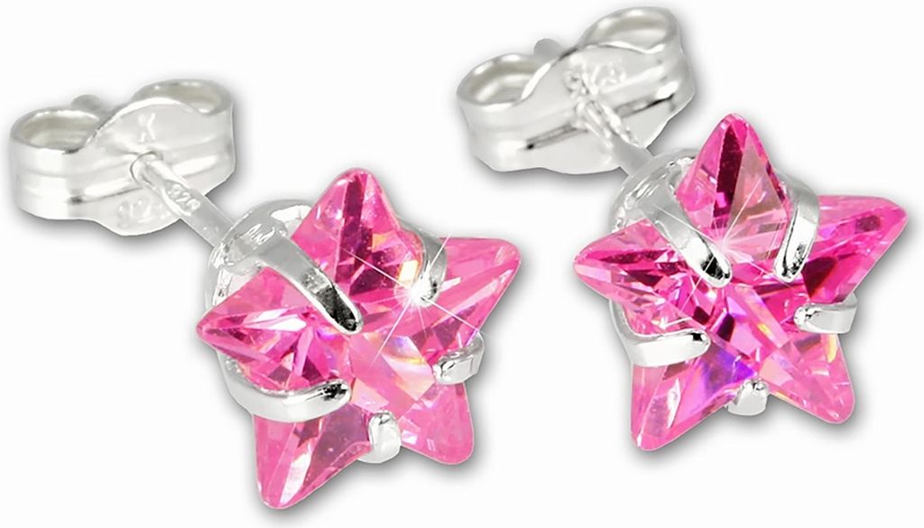 SilberDream Ohrstecker Damen Silber rosa Stern Zirkonia Produktbild 