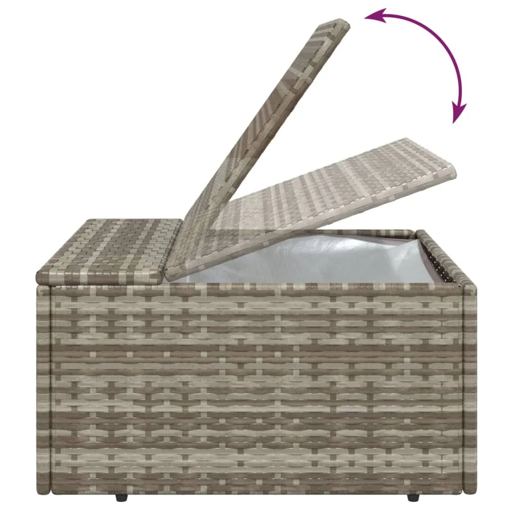 Tabouret extérieur en polyrotin résistant gris avec coussin de siège - 14