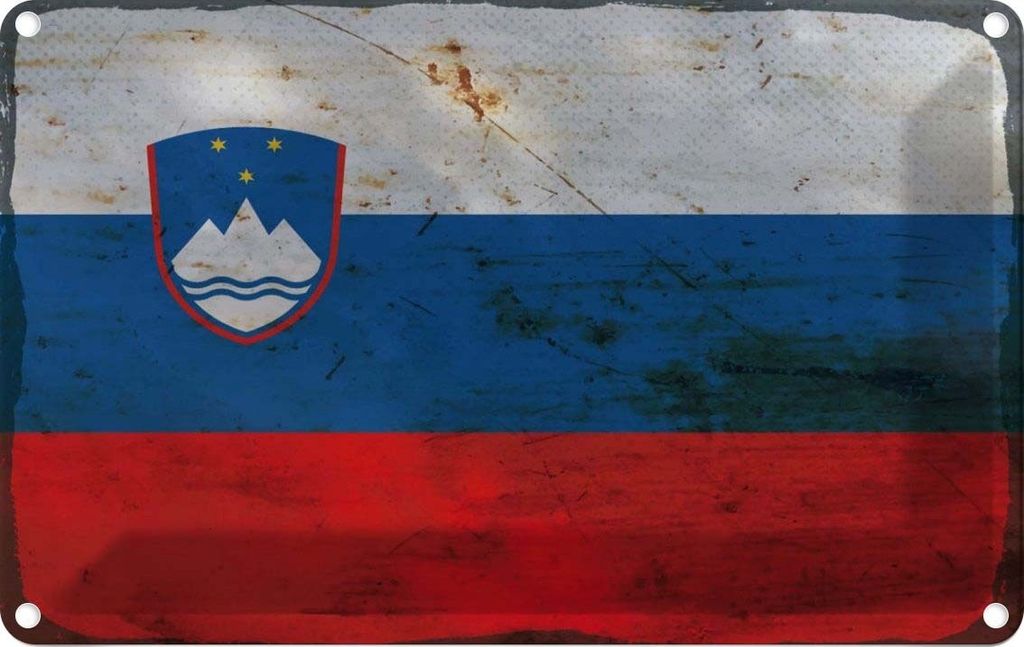 vianmo Blechschild 20x30 cm Slowenien Slovenia Rost Flagge Fahne Wappen