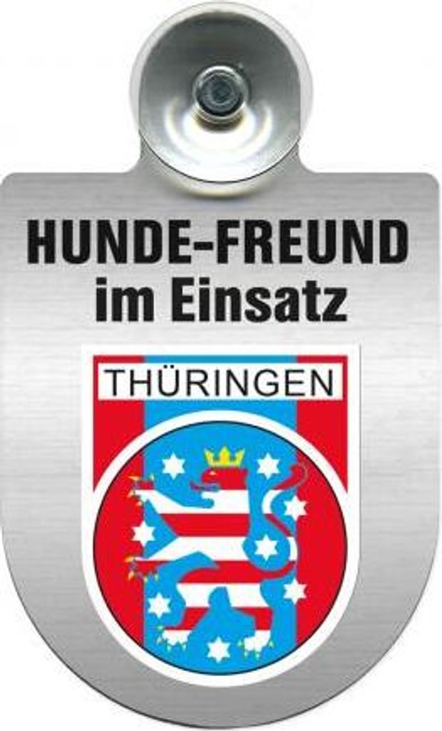 Einsatzschild Windschutzscheibe incl. Saugnapf - Hundefreund im Einsatz - incl. Regionen nach Wahl - 309359 - Color - Region Thüringen