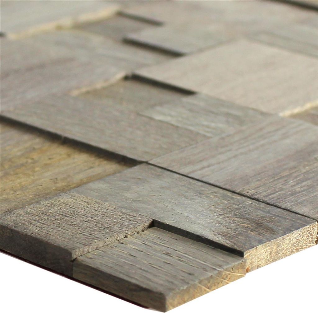 Mosaikfliesen Holz Paris Selbstklebend 3D Grau