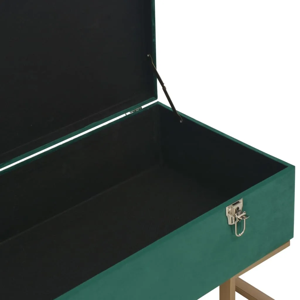 Banc de rangement en velours vert 105 cm avec assise matelassée - 5