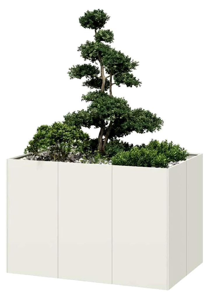 Pflanzgefäß Hochbeet Blumenkübel für Garten und Balkon Weiß 120x80x80 cm Stahl