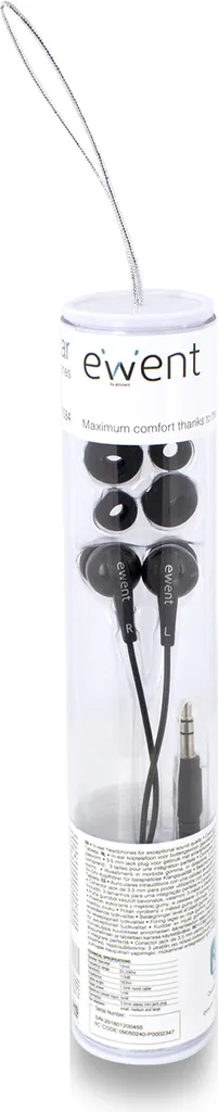 Cuffie Cablate Ewent EW3584 Nere: Audio Stereo e Design Ergonomico In-Ear