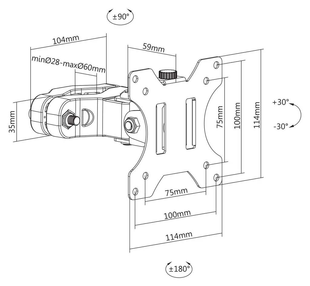 Support écran inclinable ARM0305 pivotant à 360 degrés capacité de 8kg - 8