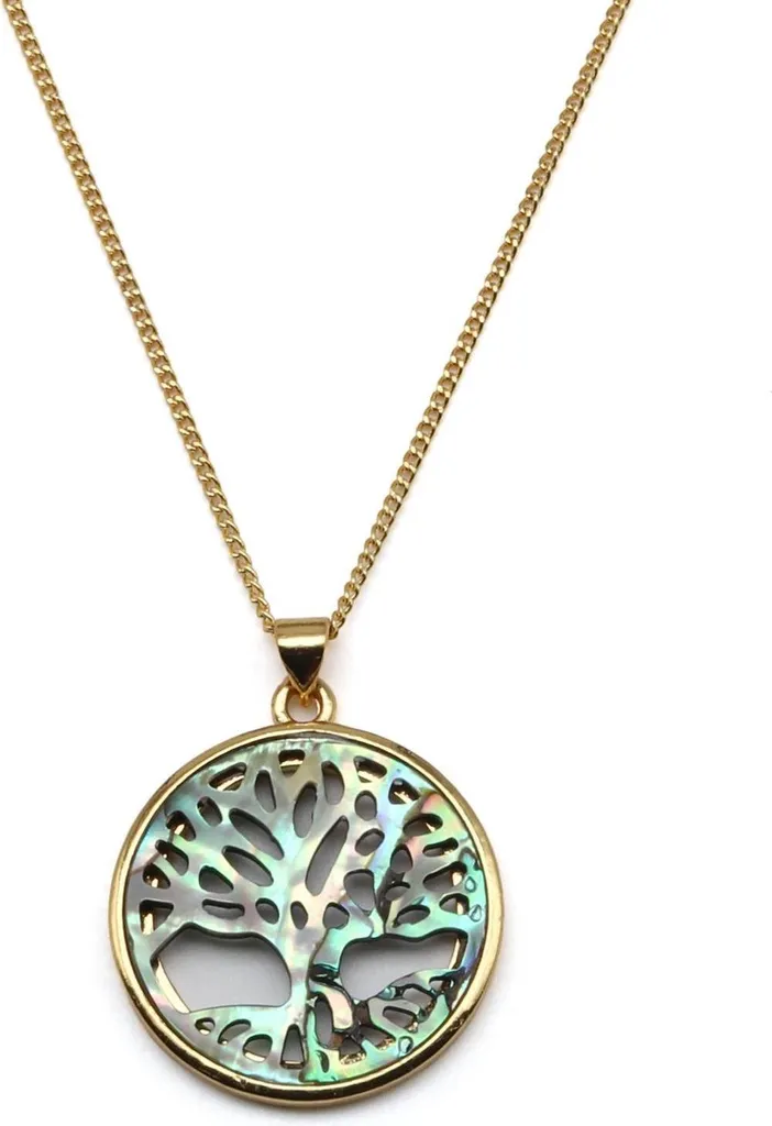 Collier Arbre de Vie Irisé en Nacre d'Ormeau, Symbole Force et Énergie