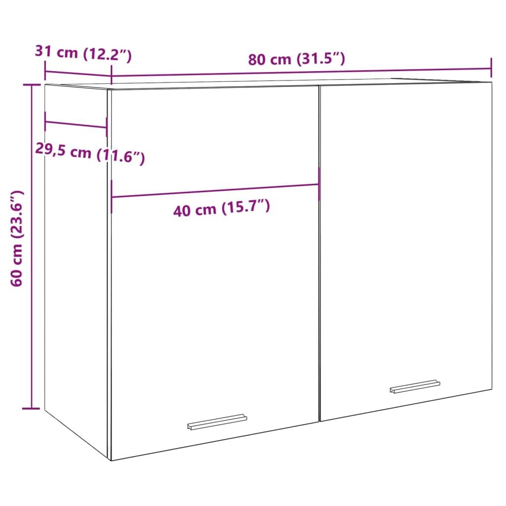 Design Hängeschrank Betongrau 80x31x60 cm Holzwerkstoff, Produktbild 10