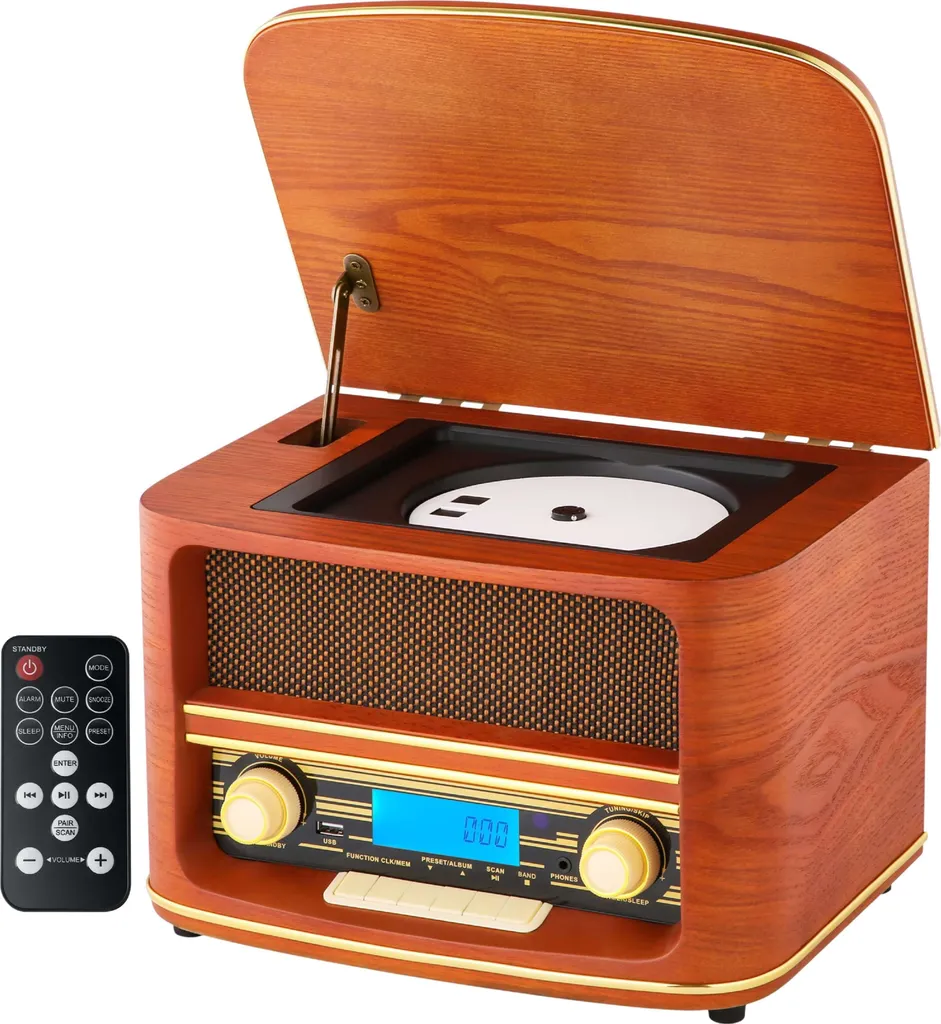 Radio Nostalgique Vintage Cyberlux pour Salon - Chaîne Hi-Fi Bois et CD