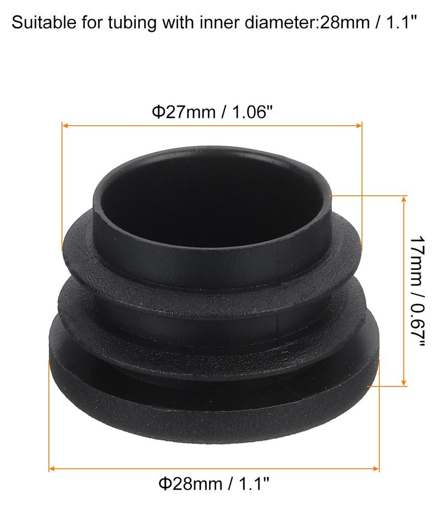 36 Stš¹ck runde Rohrstopfen, schwarze Lamellenstopfen, 28mm OD (1,1 Zoll) Rohrabdeckung aus hochwertigem Kunststoff, Schutzkappen fš¹r Stuhl, S...