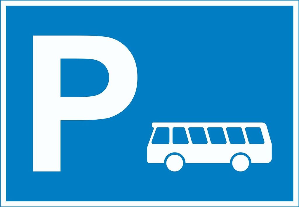 Bus Reisebus Parkplatz Schild waagerecht A4 (210x297mm)
