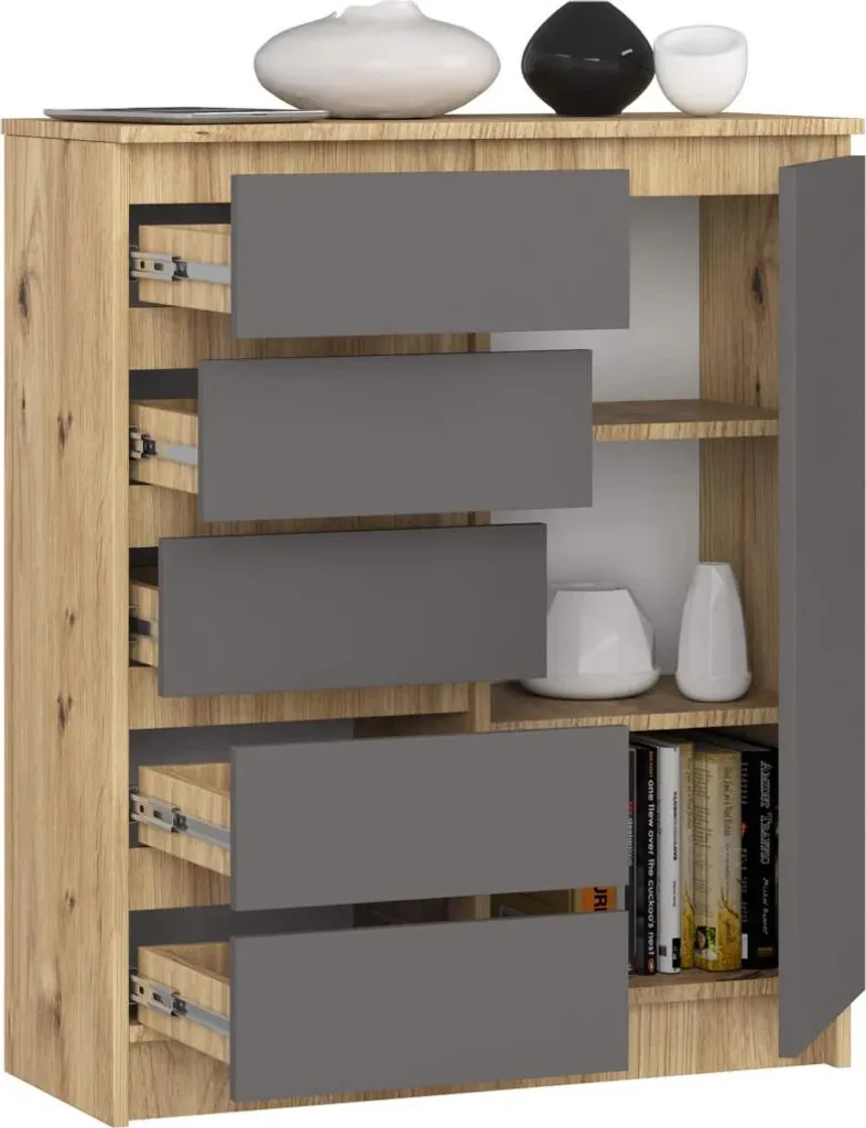 Rangement étroit SAVRILA pour optimiser les petits coins chêne gris