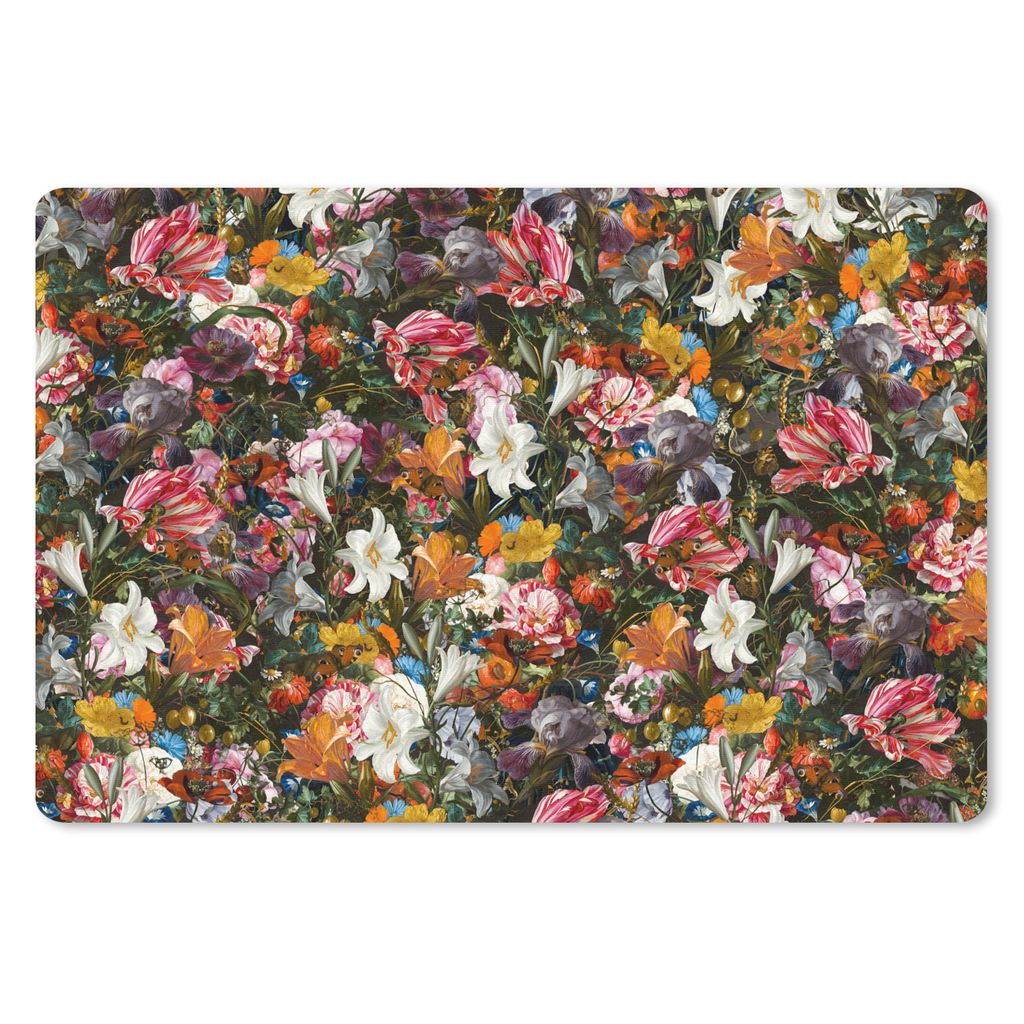 MuchoWow Schreibtischunterlage Blumen - Schmetterling - Design - Kunst - Abstrakt - Malerei - Alte Meister 60x40 cm - XXL Mauspad - Großes Mauspad
