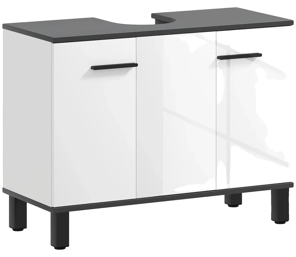 Meuble de rangement sous évier de salle de bain blanc 80 cm Modèle Lora