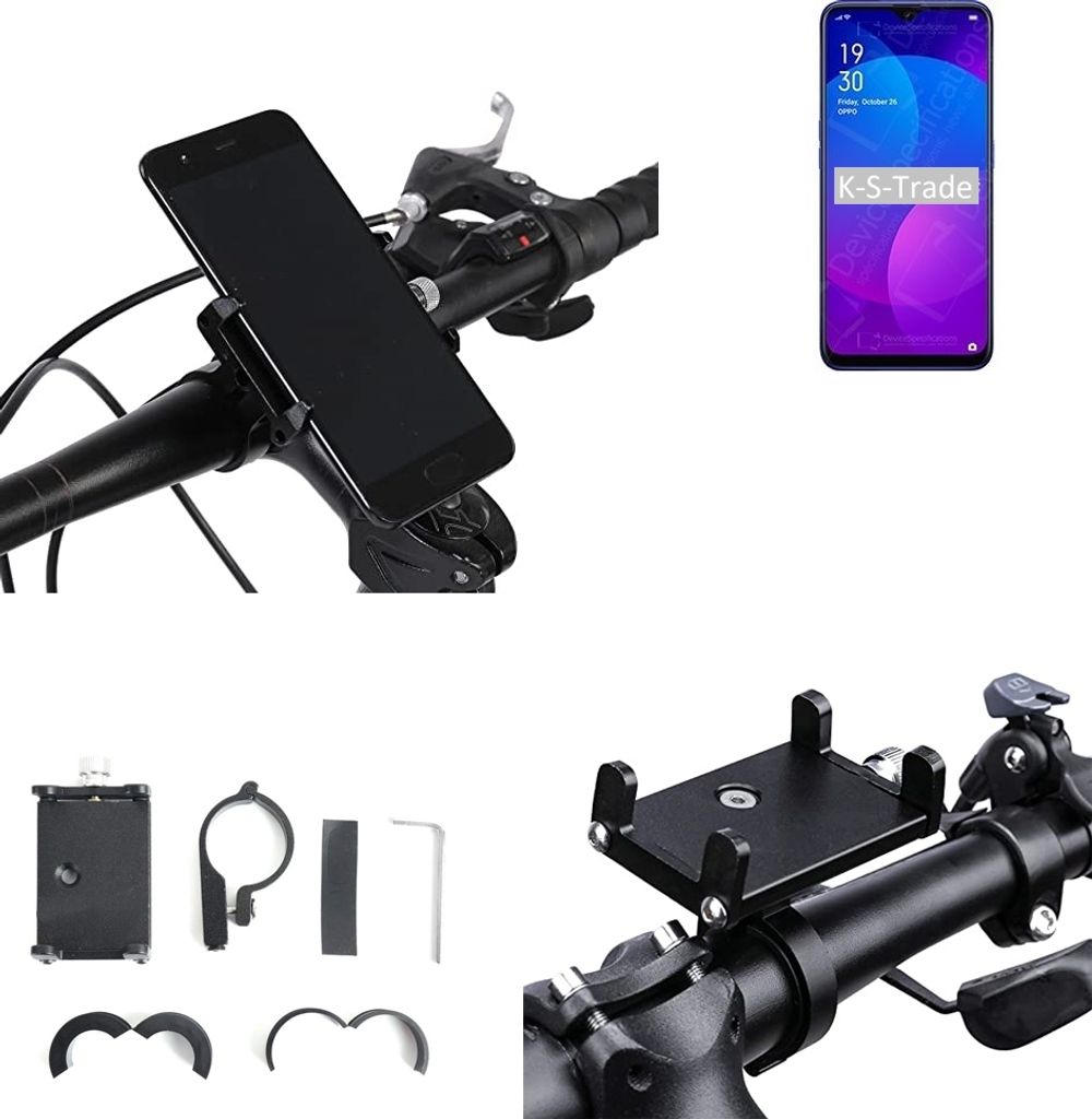 K-S-Trade Handyhalterung für das Fahrrad kompatibel mit Oppo F11 Halter Lenkstange Fahrradhalterung Motorrad Bike Mount Befestigung Smartphone Handy