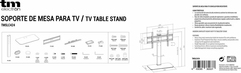 Meuble TV TM Electron avec Rangement pour Console de Jeux et Décodeur