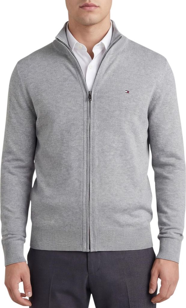 Tommy Hilfiger Strickjacke grau Baumwolle meliert Produktbild 
