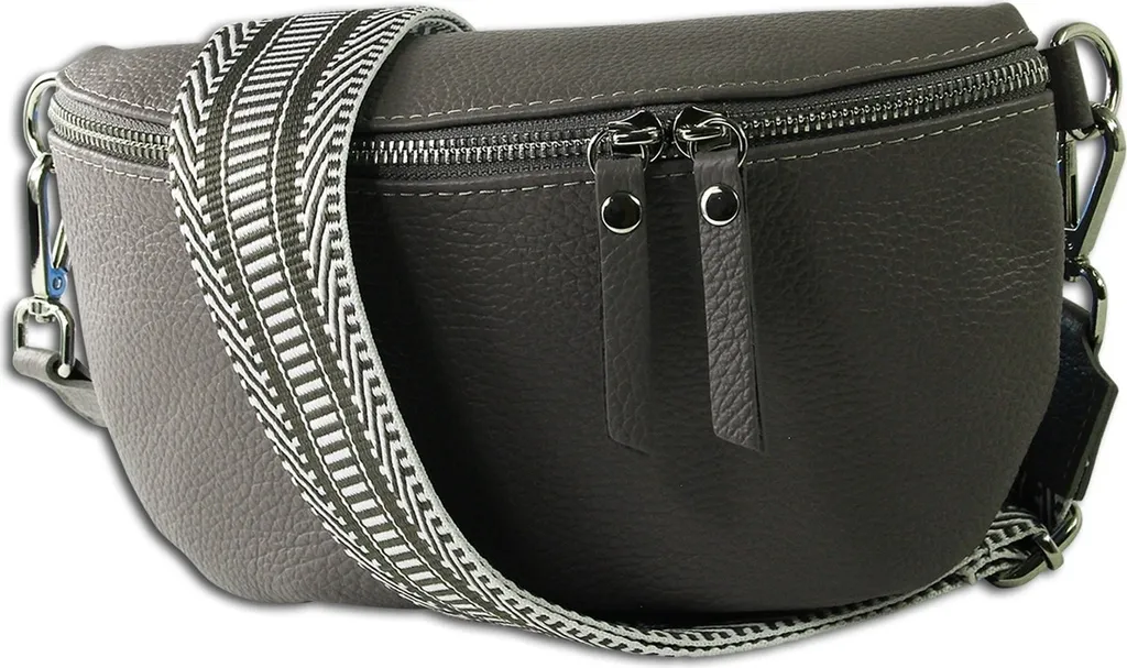 Sacoche Banane en Cuir Argenté Toscanto Crossbody pour Femme et Homme