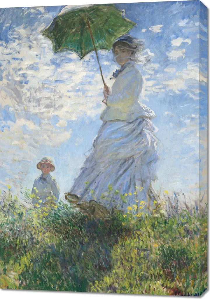 Tableau Monet et son fils 70x100 cm grand format vintage
