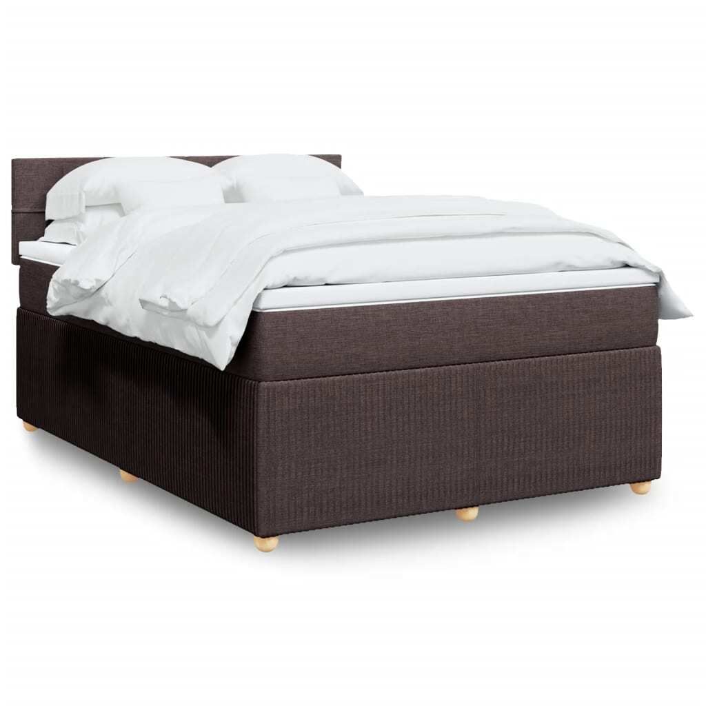 Maison Exclusive - Boxspringbett mit Matratze Dunkelbraun 140x200 cm Stoff