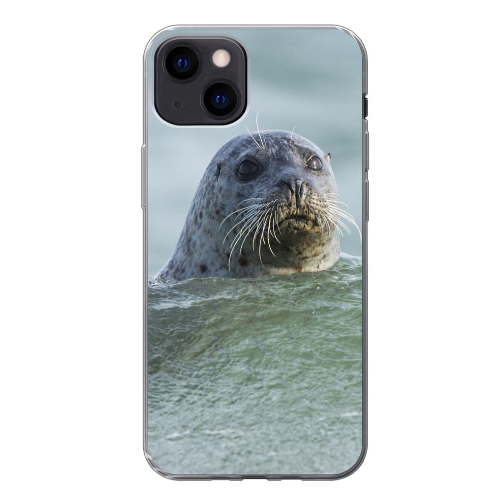 MuchoWow Handyhülle Schutzhülle Hülle für iPhone 13 Nordsee - Seehund - Wasser Silikon Softcase Handy Hülle - Karteninhaber
