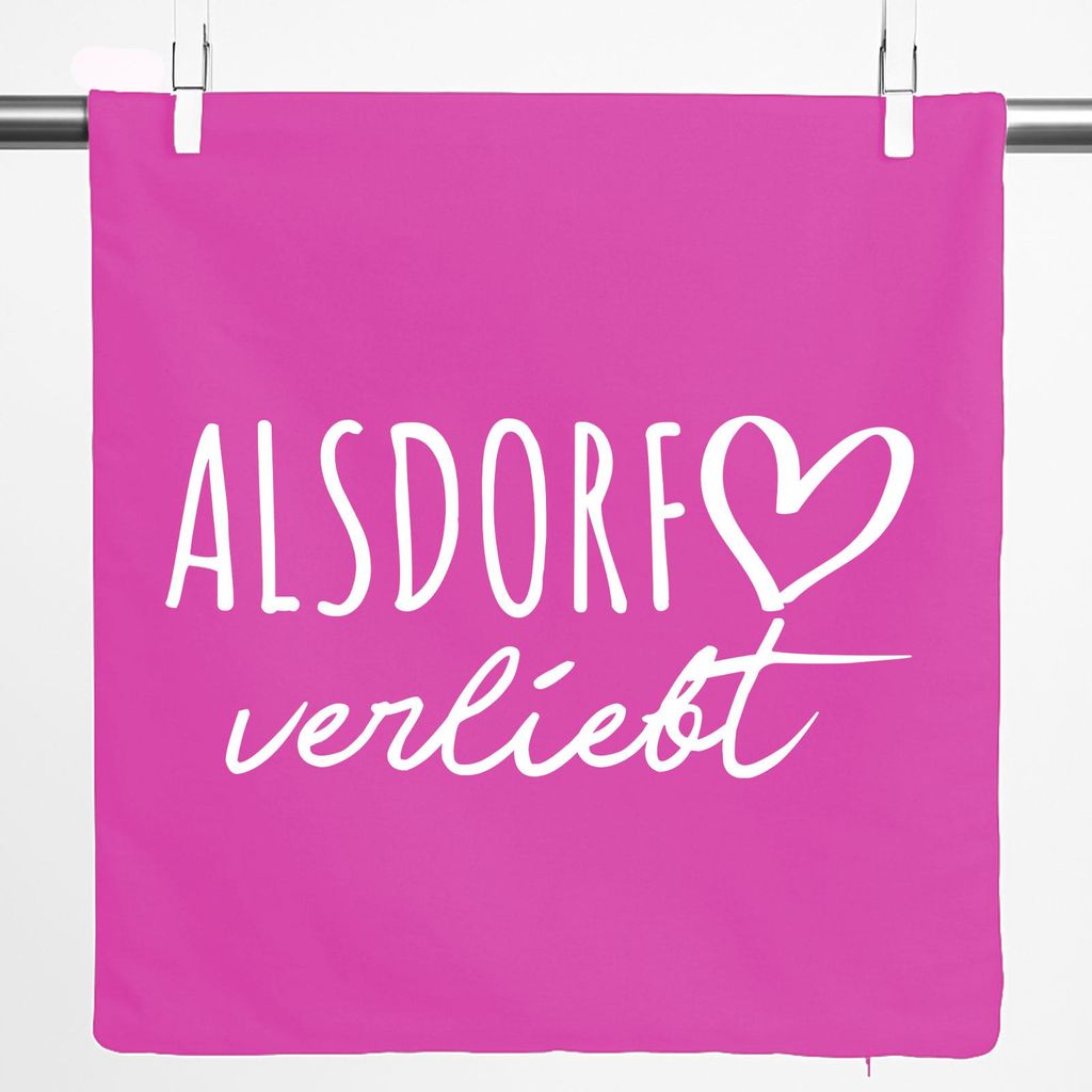 Huuraa Kissenbezug Alsdorf verliebt 40x40cm Fuchsia Baumwolle Dekokissenbezug Geschenkidee