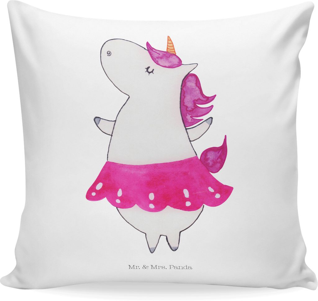 Mr. & Mrs. Panda Couchkissen Einhorn Ballerina - Weiß - Geschenk, Einhörner, Geburtstag, Wohnung, Dekokissen, Unicorn, kissen bedruckt, Party, So...