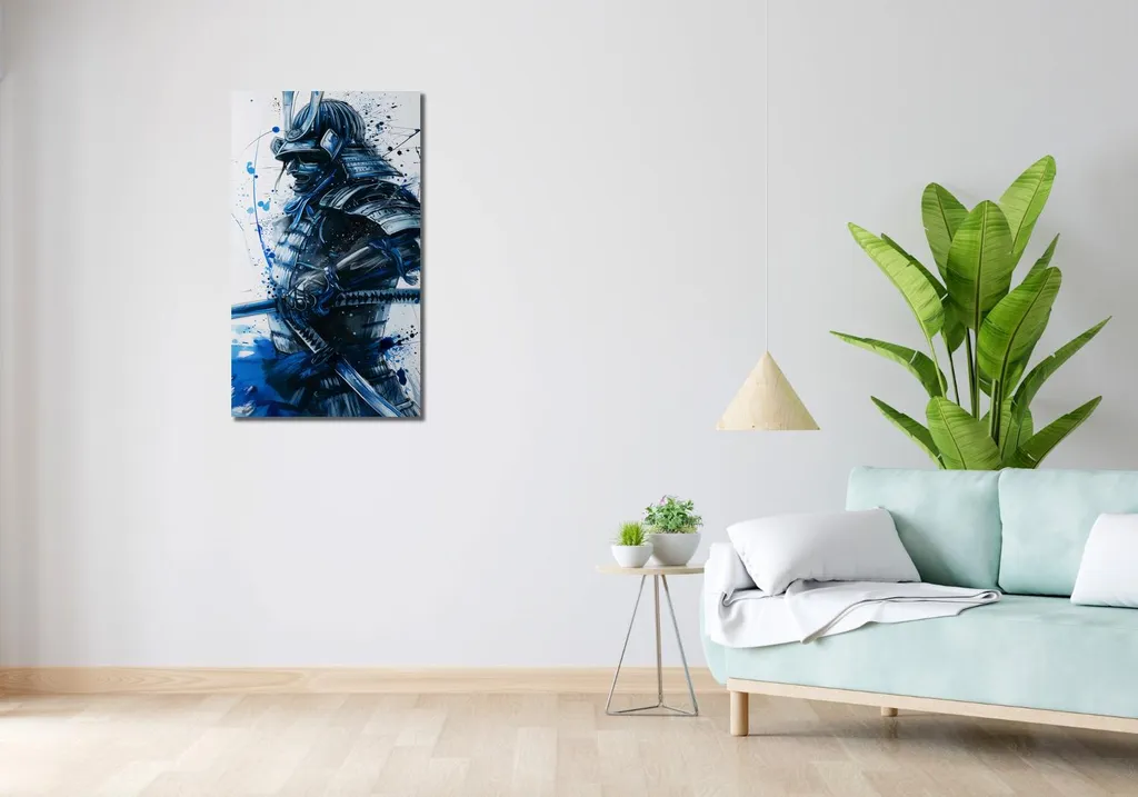 Quadro 50x90 cm Samurai in blu - 2