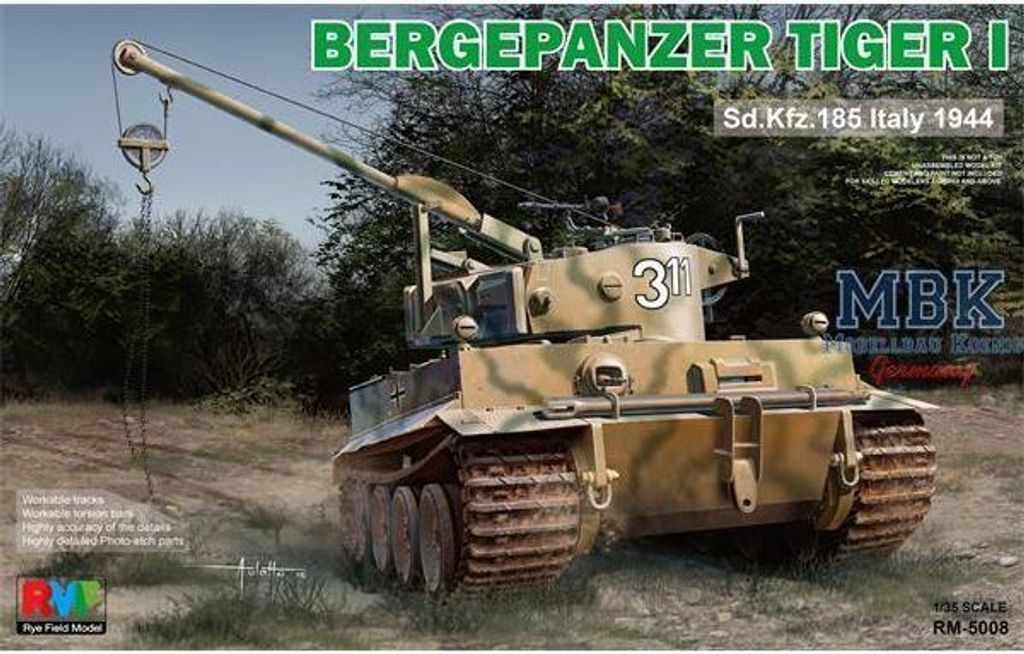 Rye Field Model RM-5008 - 1/35 WWII Dt. Sdkfz185 Bergepanzer TigerI-Italy 44 Neu