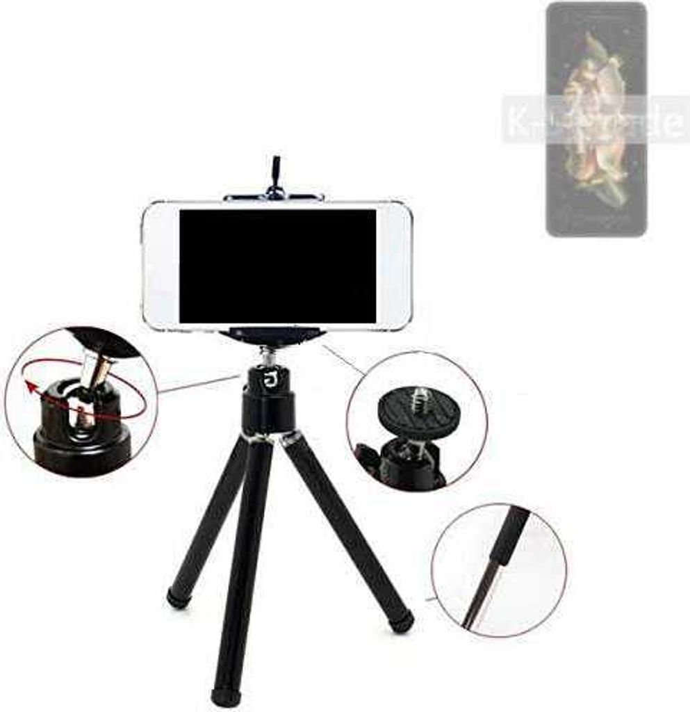 K-S-Trade Smartphone Stativ Dreibein kompatibel mit Samsung W23 Flip Tripod aus Aluminium Klemmstativ Stativ Adapter für Mobiltelefone schwarz 1x
