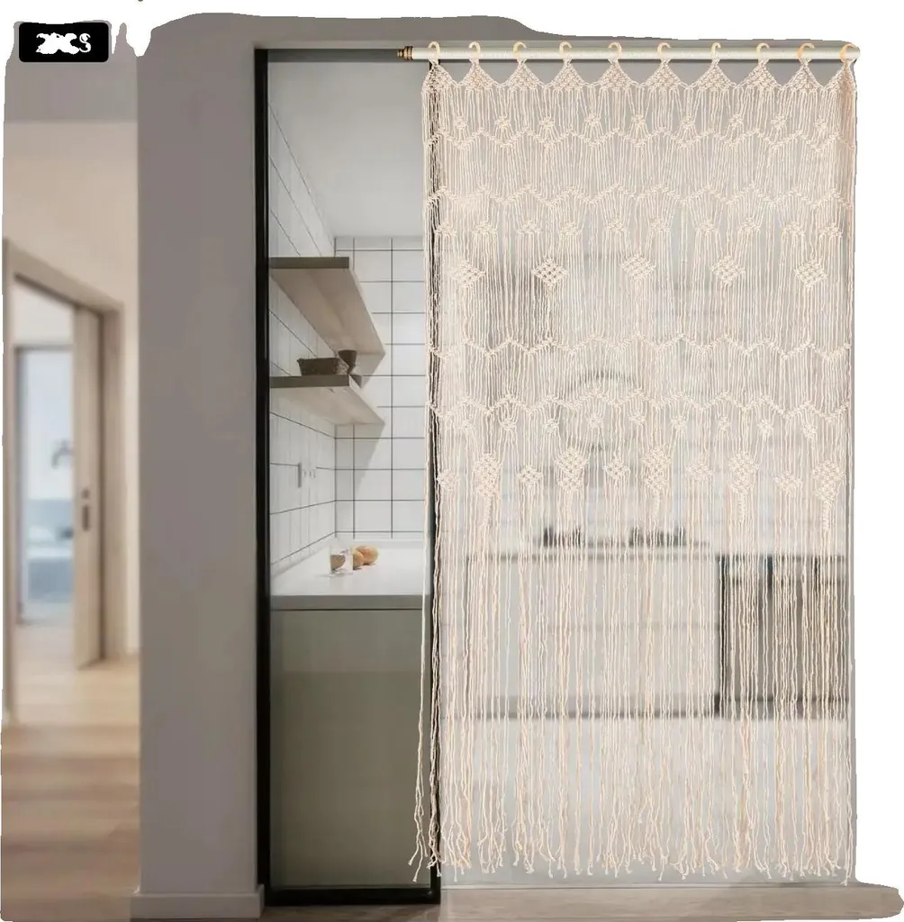 ANMINY Tende in macramè, 190 x 94 cm, stile bohémien, con nappe, fatte a mano, in cotone macramè, da appendere alla parete, per camera da letto, armadio, casa, matrimonio, decorazione bohémien