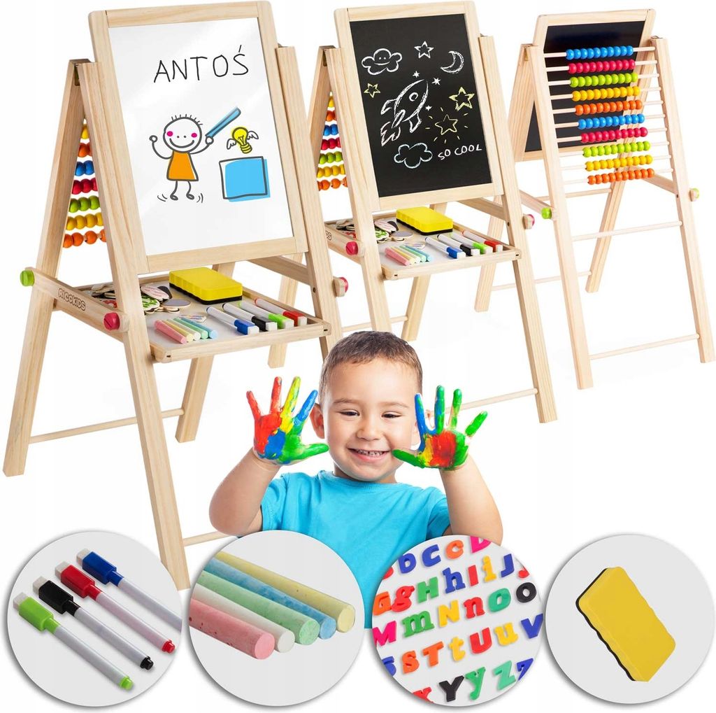 Zusammenklappbare Magnetische Kreidetafel 2in1 Abacus Buchstaben Zahlen Qualität