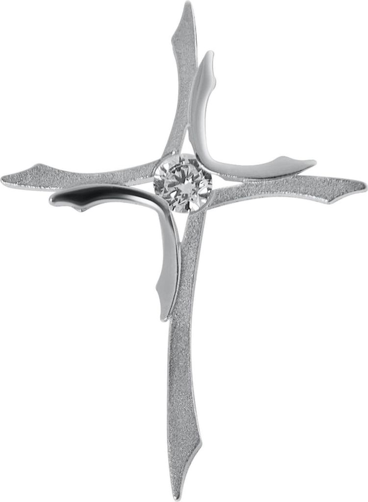 Anhänger Kreuz 25,7x18,5mm 925 Silber teil-matt mit Zirkonia Kreuzanhänger