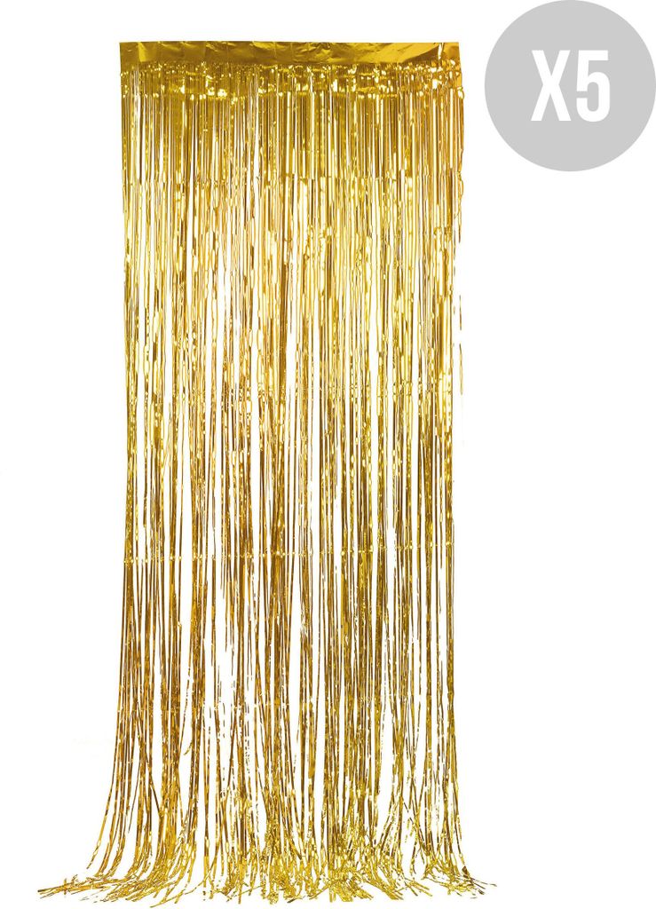 Vorhang-Set glitzernd Silvester-Deko 5 Stück gold 90x244cm - Einheitsgröße
