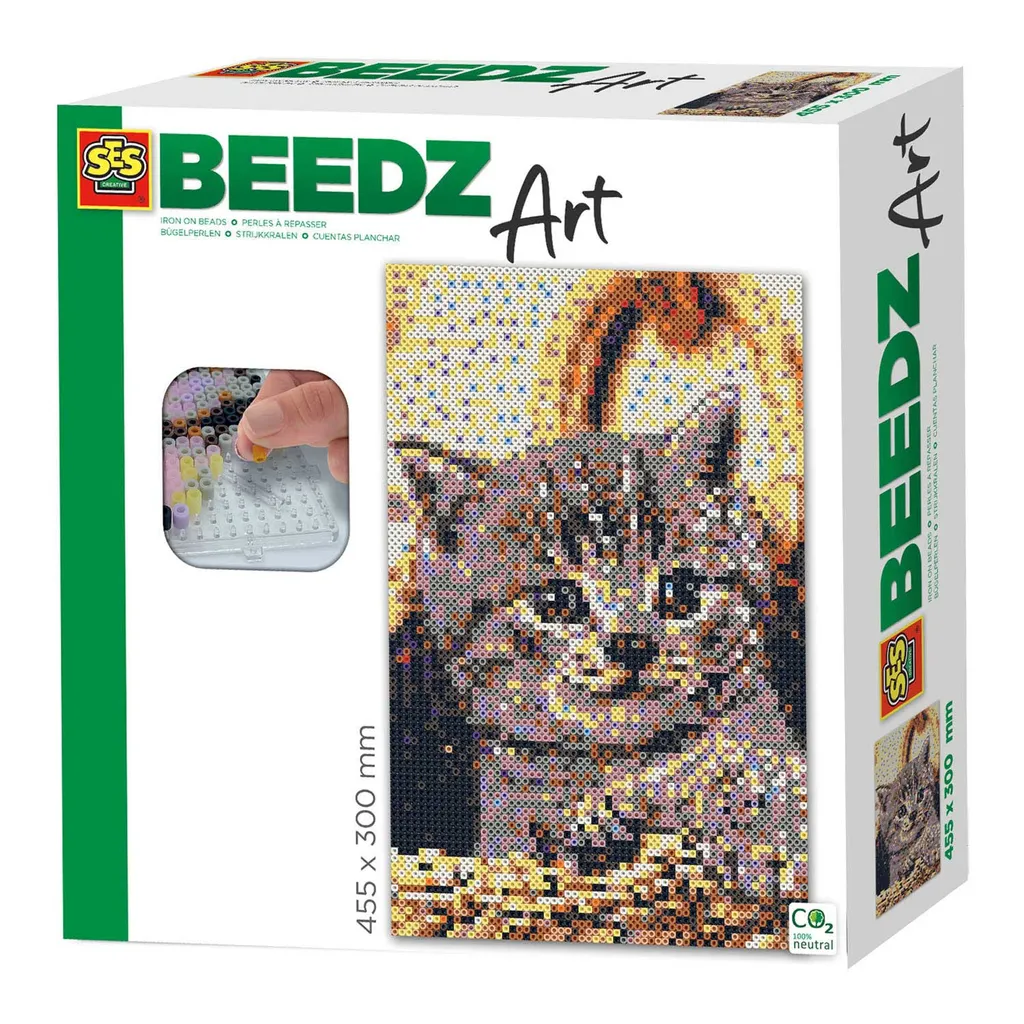 Beedz Chat SES Creative 06006 Perles à Repasser Sans PVC Multicolores 5+
