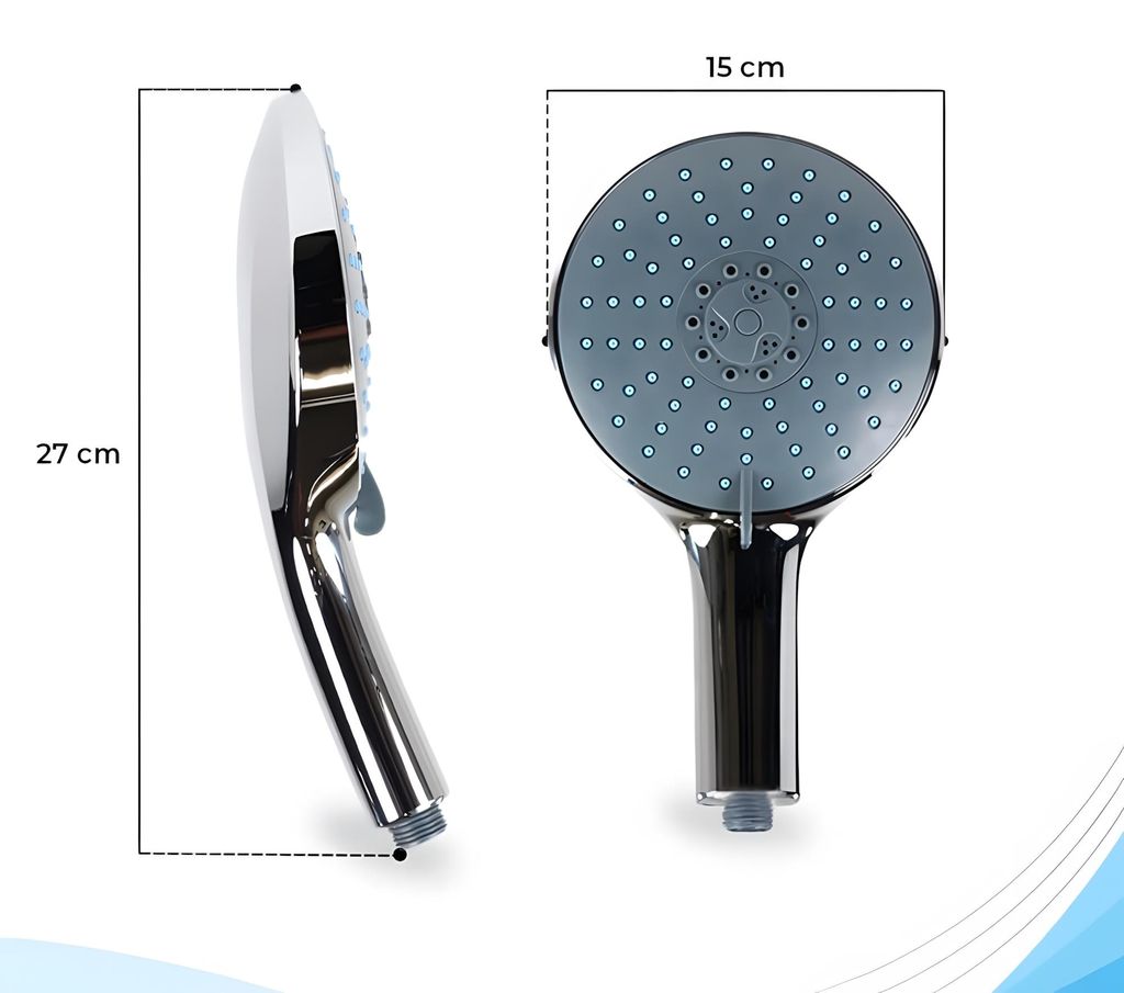 Bath4U Duschkopf 150mm & 3/4 Zoll Anschluss 7 Strahlarten inkl. Schlauch 1,5m