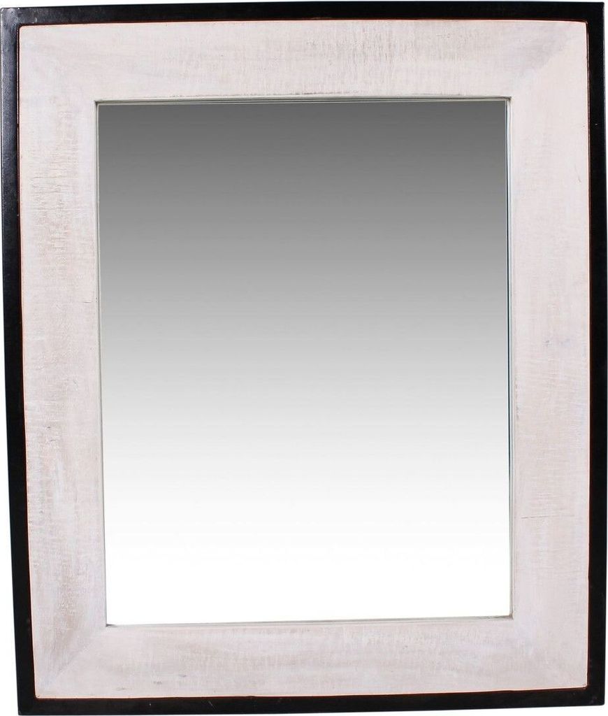 Skandinavischer Spiegel Panama Weiß White Wash aus Mango und Altmetall 70x3x80 cm