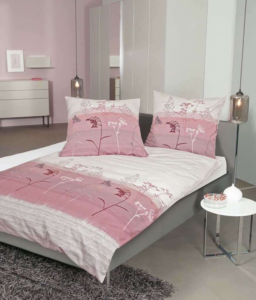 Janine Design Feinbiber Bettwäsche-Garnitur Design DAVOS 65123 Farbe lilasalbei-05 Größe 200x220 + 2x80x80 cm